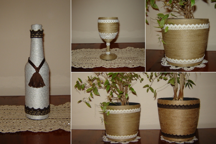 Ozdoby w stylu rustykalnym ozdobione taśmą koronkową