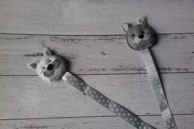 Filcowe zakładki do ksiązki - kotki z tasiemką