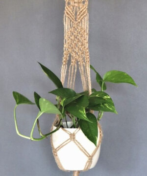 Makramowy kwietnik ze sznurka jutowego - wzór 2