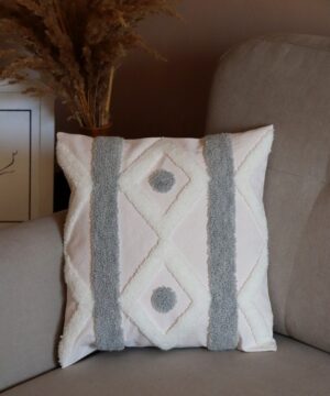 Poszewka tkana geometryczna szaro-biała