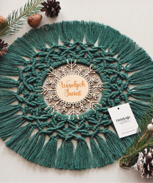 Makramowa podkładka Wesołych Świąt