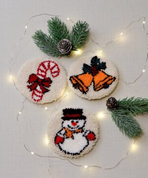 Haftowane podkładki pod kubek - motywy świąteczne (3 szt.)