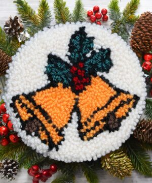 Świąteczna podkładka pod kubek haft pętelkowy - Dzwoneczki