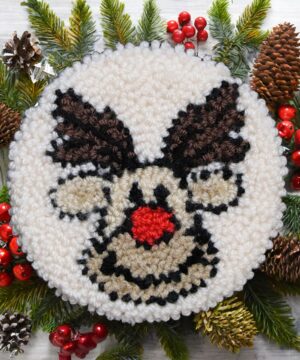 Świąteczna podkładka pod kubek haft pętelkowy - Renifer