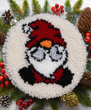 Świąteczna podkładka pod kubek haft pętelkowy - Skrzat