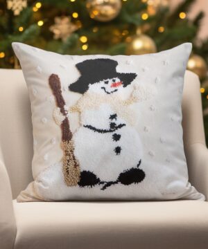 Świąteczna poszewka na poduszkę haftowana - Bałwan